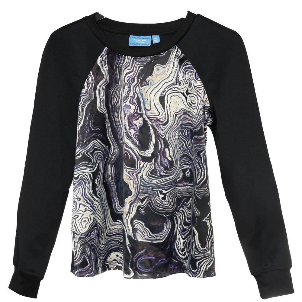 Simply Vera by Vera Wang Strata Marbled Graphic Long Sleeve Top Size Medium